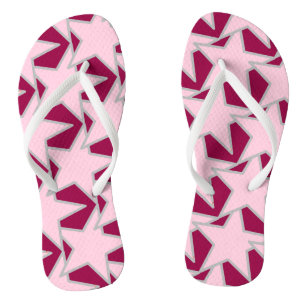 Tongs Étoile géométrique moderne - rose et bordeaux