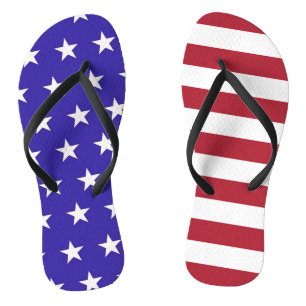 Tongs Étoile personnalisée et rayures couleurs américain