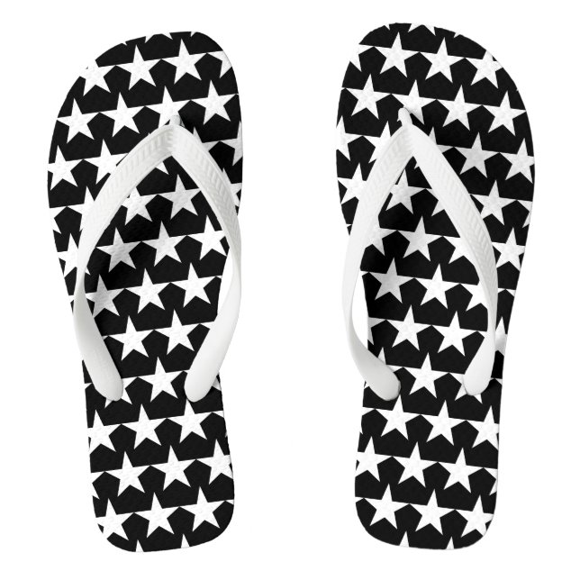 Tongs étoiles modernes noir et blanc motif fun mignon (Semelle)
