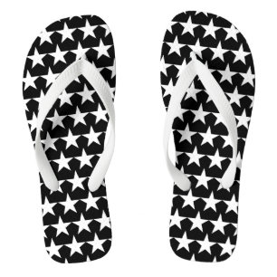 Tongs Étoiles noir et blanc motif moderne
