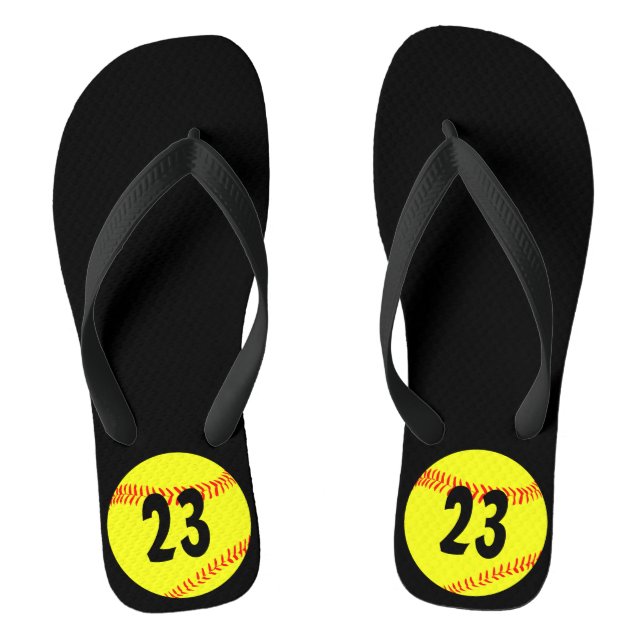 Tongs Fastpitch Softball Team Custom Jersey Numéro (Semelle)
