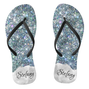 Tongs Faux Whimsical Holographic et Parties scintillant 