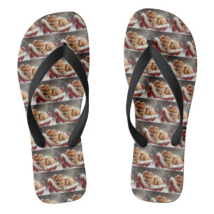 Tongs Fête de Noël du chien Poméranien