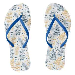 Tongs Feuille bleu et jaune