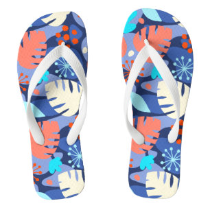 Tongs Feuille de Monstera abstraite hawaïenne tropicale 