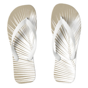 Tongs Feuille de palme - blanc sur tan taupe
