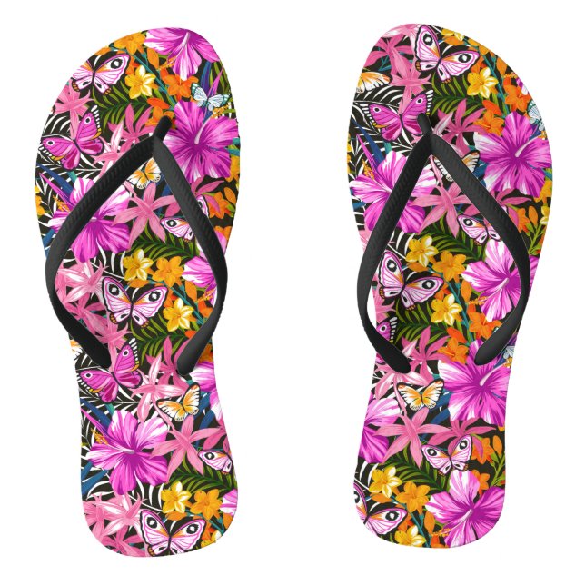 Tongs Feuille et fleurs tropicaux (Semelle)