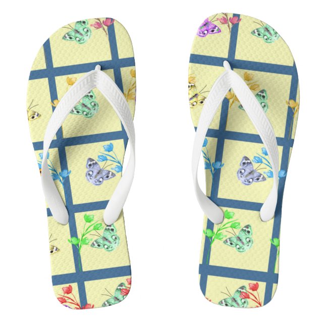 Tongs Feuilles à lèvres avec design papillon en Jaune (Semelle)
