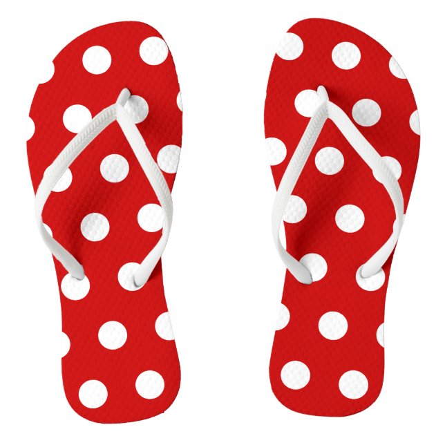Tongs Feuilles à points polka rouges et blancs (Semelle)