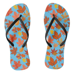 Tongs Feuilles d'automne Motif 01x4b L Bleu BG