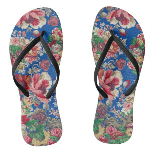 Tongs Feuilles de conception de fleurs vintages