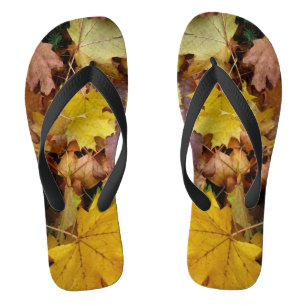 Tongs Feuilles de Érable Tombées Jaune Automne Nature