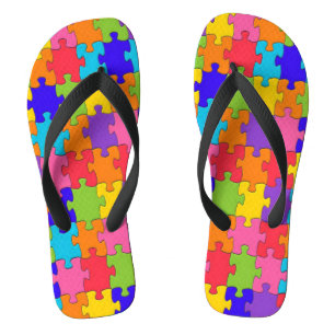 Tongs Feuilles de feuillets colorées de puzzle