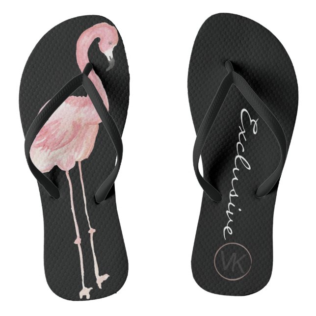 Tongs Feuilles de Flamant rose noir (Semelle)