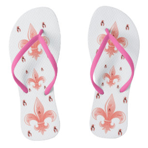 Tongs Feuilles De Fleur De Lis Rose