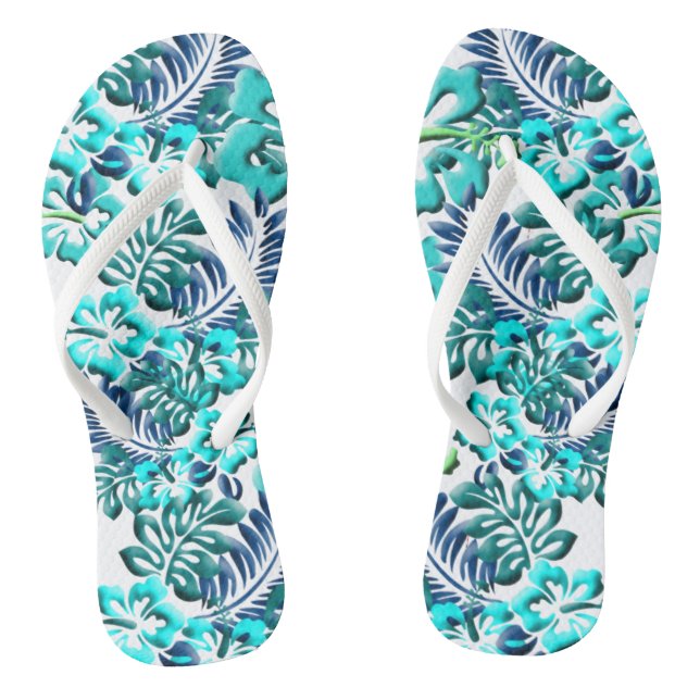Tongs Feuilles de fleurs tropicales d'Hibiscus (Semelle)