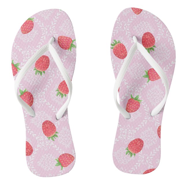 Tongs Feuilles de fraises roses (Semelle)