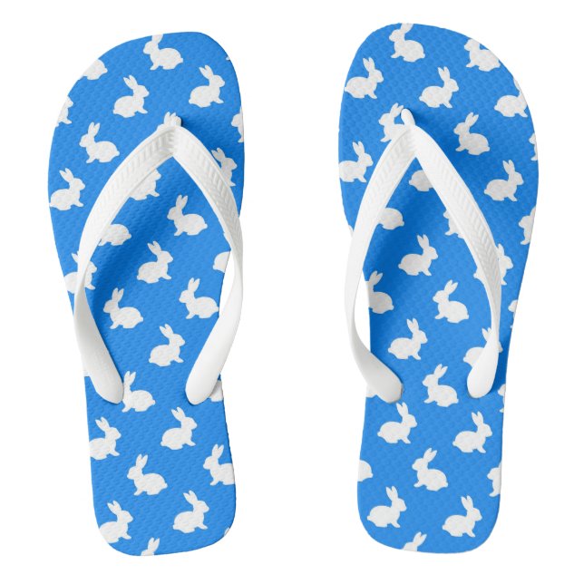 Tongs Feuilles de lapin bleu et blanc (Semelle)