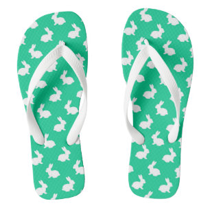 Tongs Feuilles de lapin vert et blanc