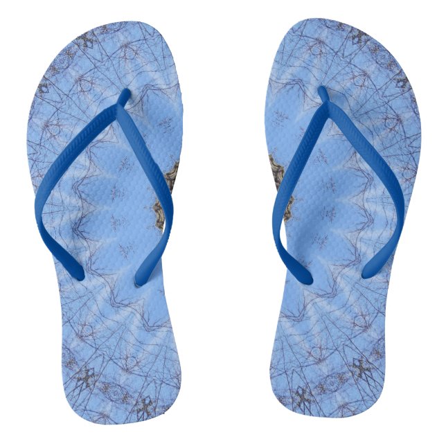 Tongs Feuilles de mandala bleu magnétique (Semelle)