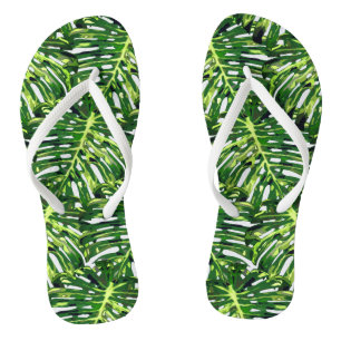 Tongs Feuilles de Monstera Tropical
