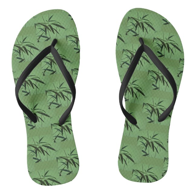Tongs Feuilles de Motif en bambou vert (Semelle)