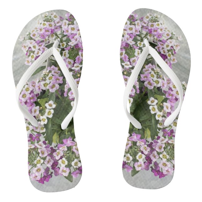 Tongs Feuilles de pétunias violet et blanc (Semelle)