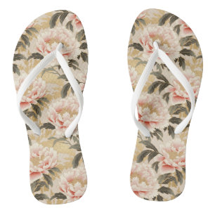 Tongs Feuilles de pivots de pivoine rose