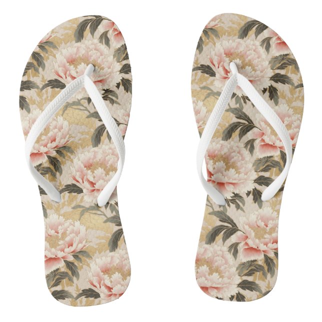 Tongs Feuilles de pivots de pivoine rose (Semelle)