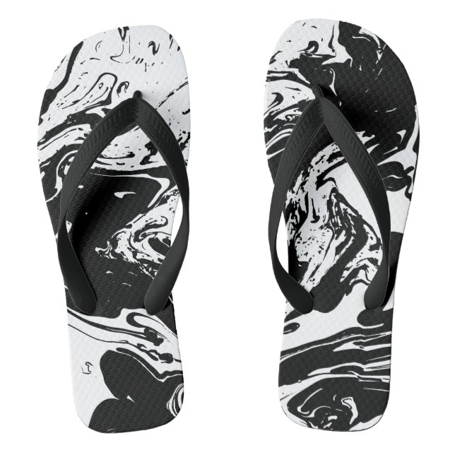 Tongs Feuilles de retours en noir et Marbre blanc (Semelle)