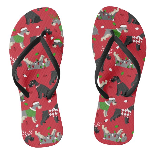Tongs Feuilles de Schnauzer de Noël (Semelle)