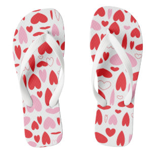Tongs Feuilles de talons de coeur éparpillées