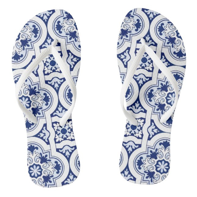 Tongs Feuilles de tuiles bleues portugaises (Semelle)