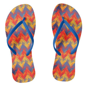 Tongs Feuilles motifs aztèques colorées