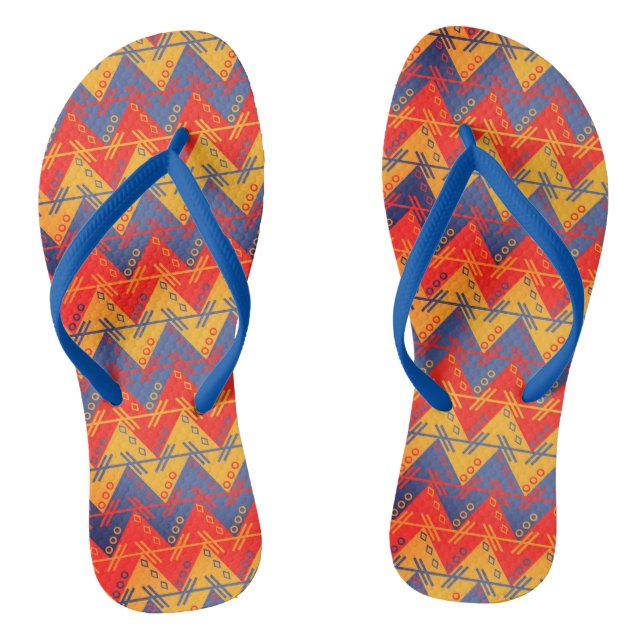 Tongs Feuilles motifs aztèques colorées (Semelle)