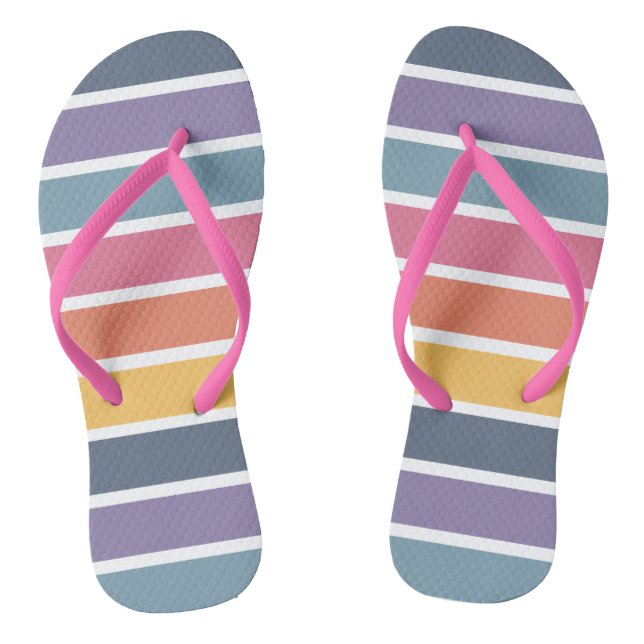 Tongs Feuilles Motifs rayées colorées (Semelle)