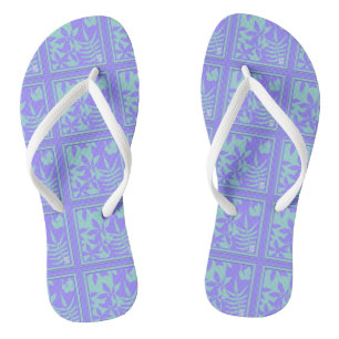 Tongs Feuilles Periwinkle/Aqua