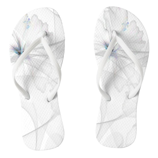 Tongs Feuilles pour femmes Voile couvert Hibiscus blanc (Semelle)