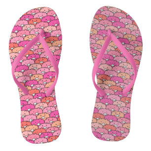 Tongs Fille drôle Motif de porc