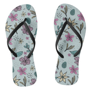 Tongs Fille Fleur Art Nouveau Design Floral Aesthétique 