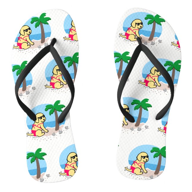 Tongs Fille Labrador jaune Flip Flops de vacances d'été (Semelle)