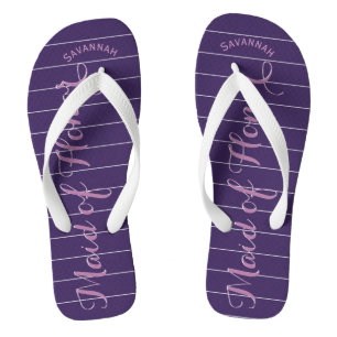Tongs Fille personnalisée d'honneur violet ou de n'impor