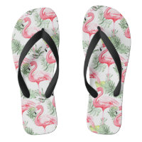 Flamant rose et Feuilles colorés tropicaux