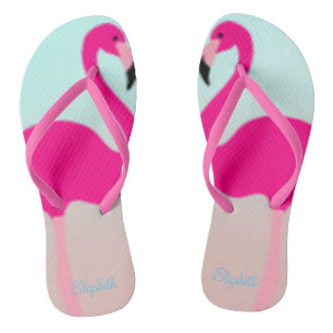 Tongs Flamants roses adorables amoureux