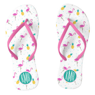 Tongs Flamants roses de néon Monogramme