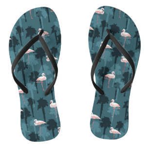 Tongs Flamants roses en pastel sur Teal