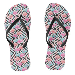 Tongs Flamants roses sur le Motif de conception en gras