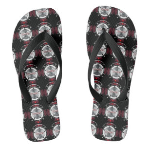 Tongs Flambeurs noirs et rouge $10.000. Puce de casino