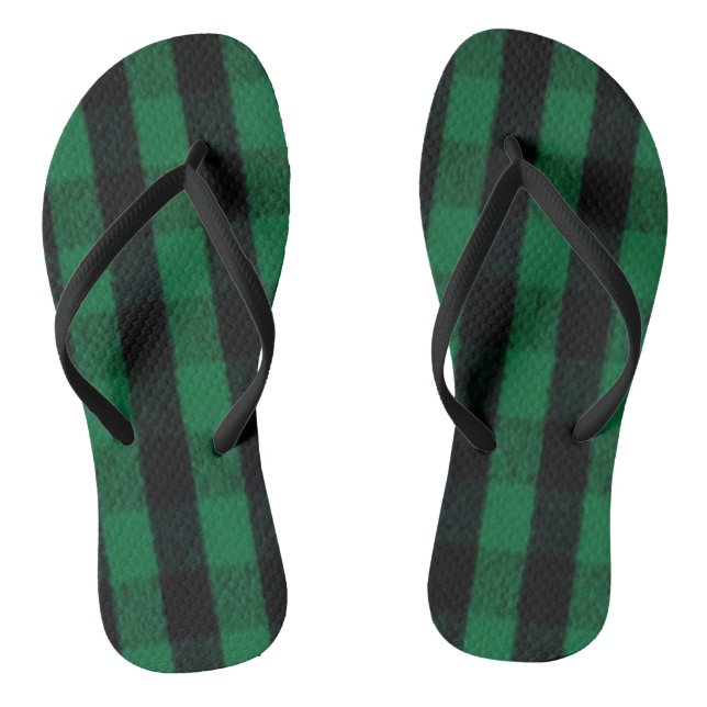 Tongs Flannel Buffalo Plaid Texture de la sériole verte (Semelle)