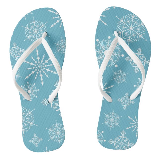 Tongs Flèches de neige blanches et bleues sur glace en h (Semelle)